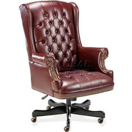 SP RICHARDS Lorell® Traditional Executive Swivel Chair, 30"W x 32"D x 46"H, Oxblood Vinyl Seat LLR60603